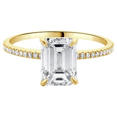 14 Karat Yellow Gold Emerald Cut Diamond Engagement Ring