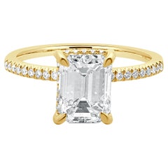 14 Karat Yellow Gold Emerald Cut Diamond Engagement Ring