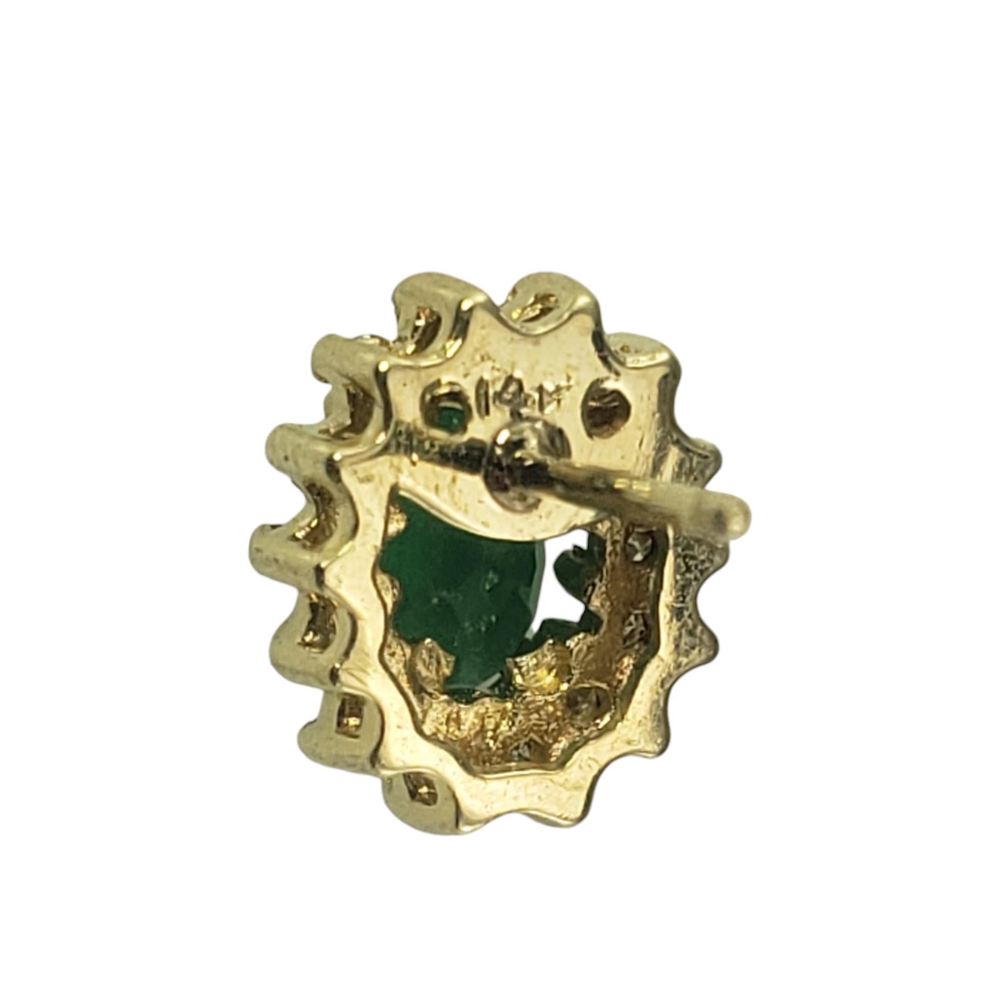 14 Karat Yellow Gold Emerald Diamond Halo Stud Earrings  #19463 For Sale 1