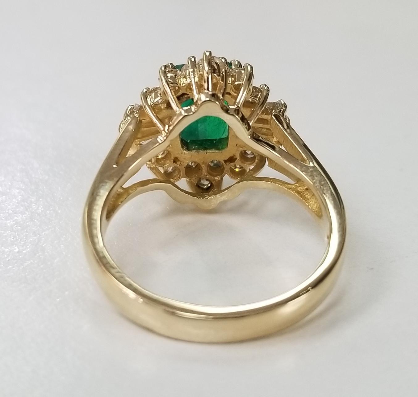 Emerald Cut GIA Certified Emerald 14 Karat Yellow Gold Emerald Diamond Ring