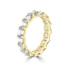 14 Karat Yellow Gold Emerald Eternity Diamond Ring '3 3/4 Carat'