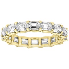 Used 14 Karat Yellow Gold Emerald Eternity Diamond Ring '3 3/4 Carat'
