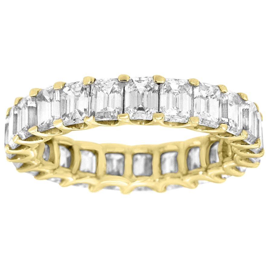 For Sale:  14 Karat Yellow Gold Emerald Eternity Diamond Ring '4 1/2 Carat'