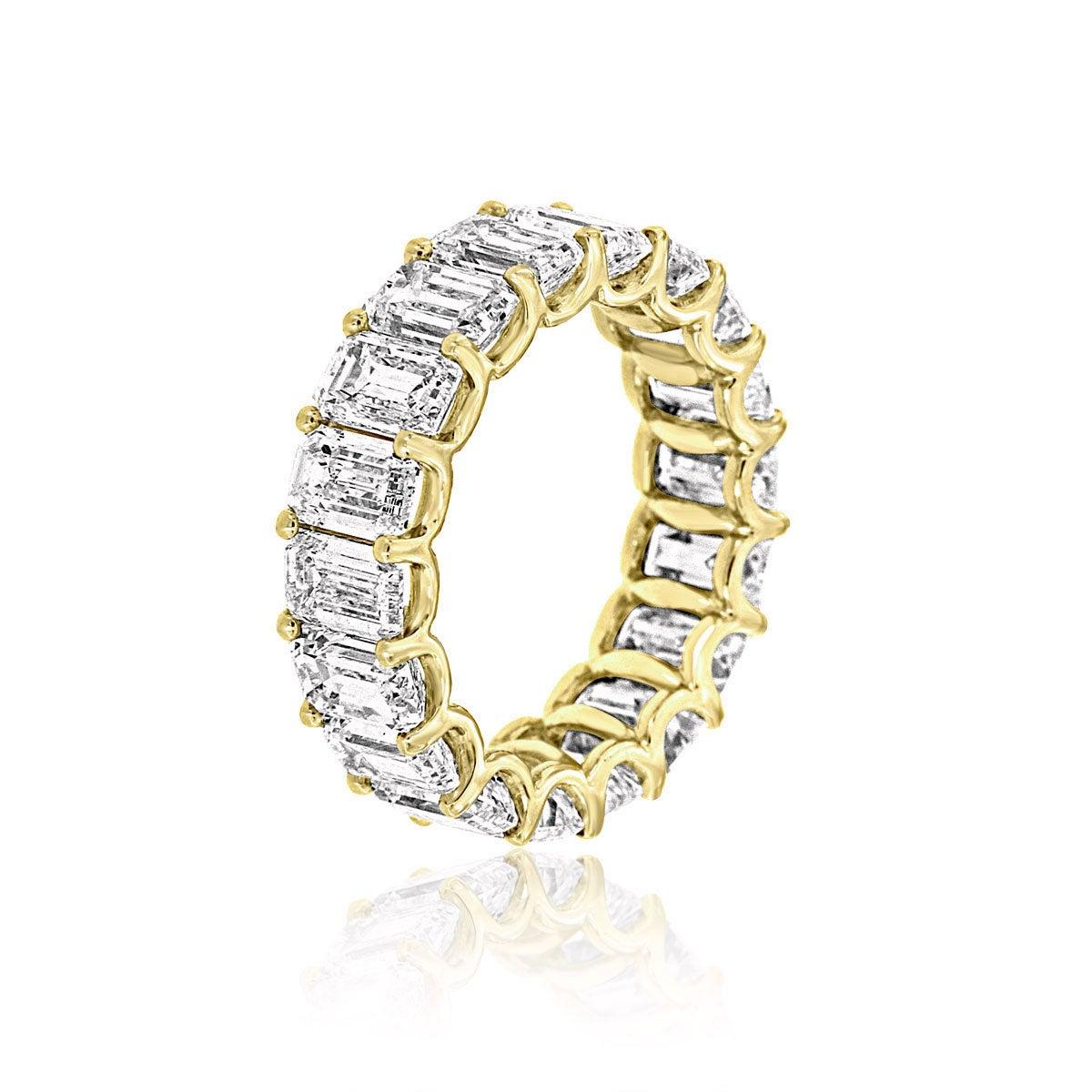 For Sale:  14 Karat Yellow Gold Emerald Eternity Diamond Ring '9 1/2 Carat' 2