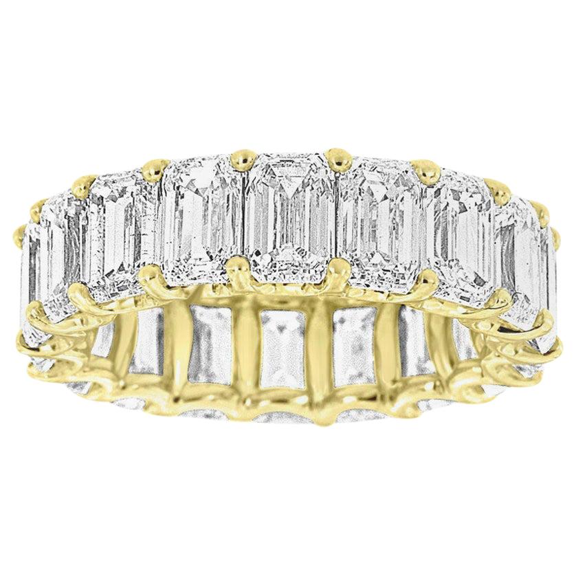 For Sale:  14 Karat Yellow Gold Emerald Eternity Diamond Ring '9 1/2 Carat'
