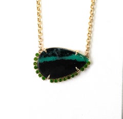 14 Karat Yellow Gold Emerald Trapiche Dopsite Necklace