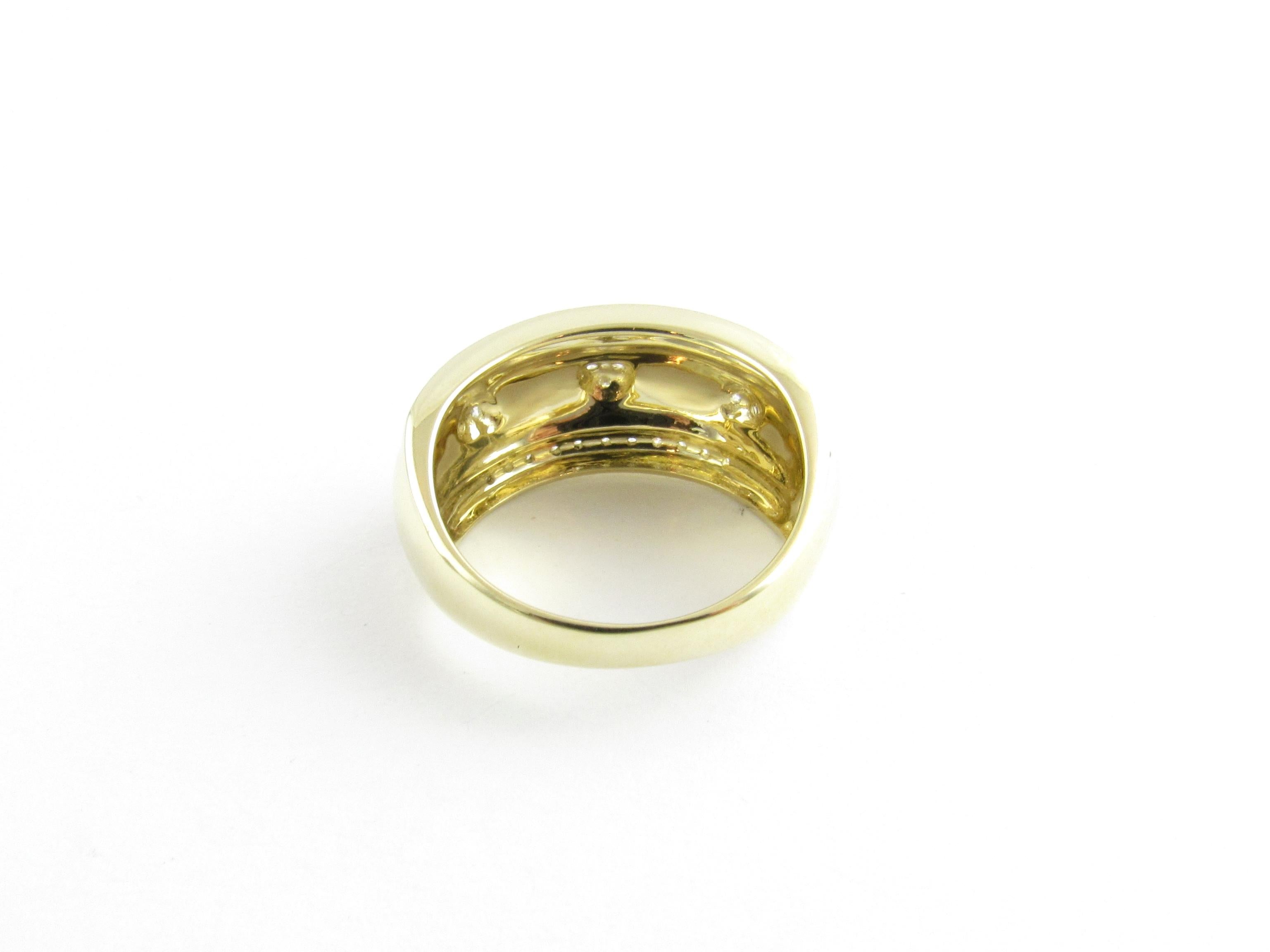Round Cut 14 Karat Yellow Gold Enamel and Diamond Ring