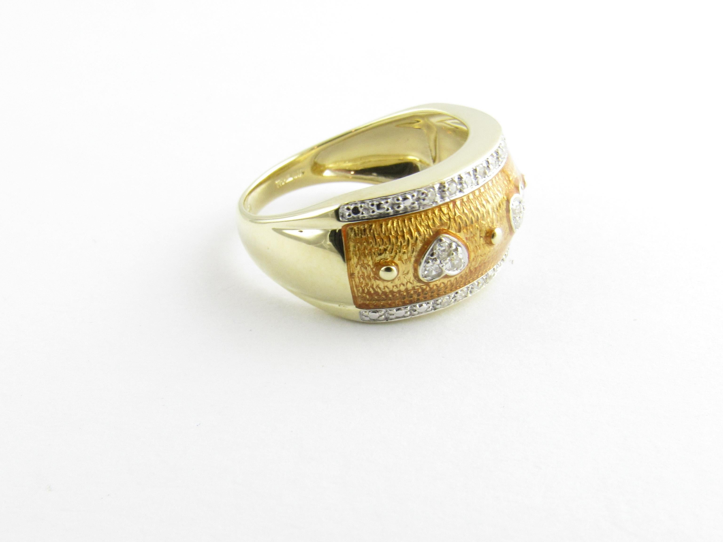 Women's 14 Karat Yellow Gold Enamel and Diamond Ring