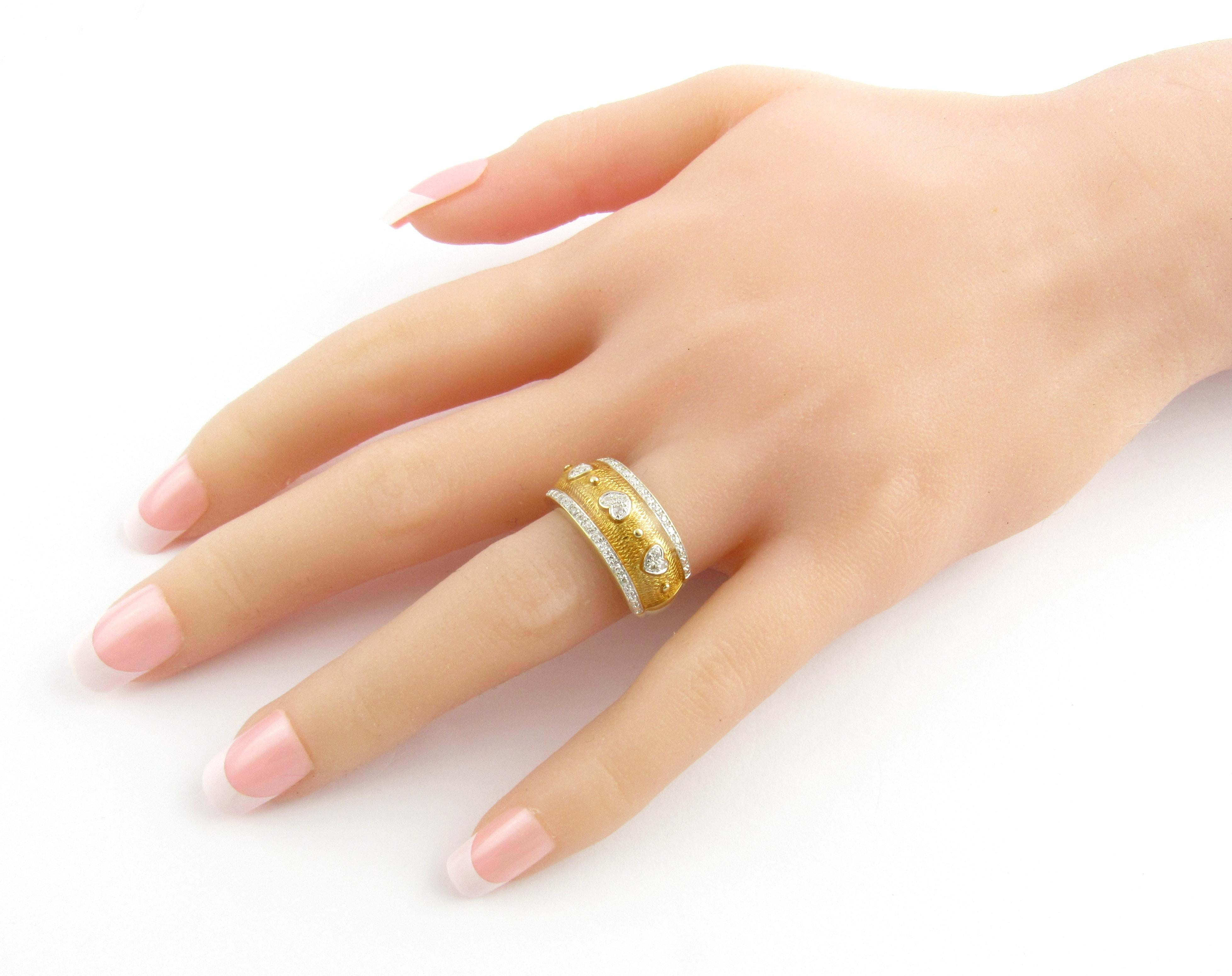 14 Karat Yellow Gold Enamel and Diamond Ring 2
