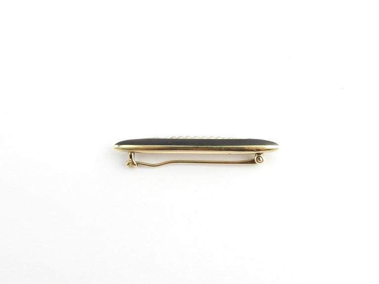 14 Karat Yellow Gold Enamel and Pearl Brooch / Pin For Sale at 1stDibs