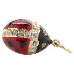 14 Karat Yellow Gold Enamel Lady Bug Pendant