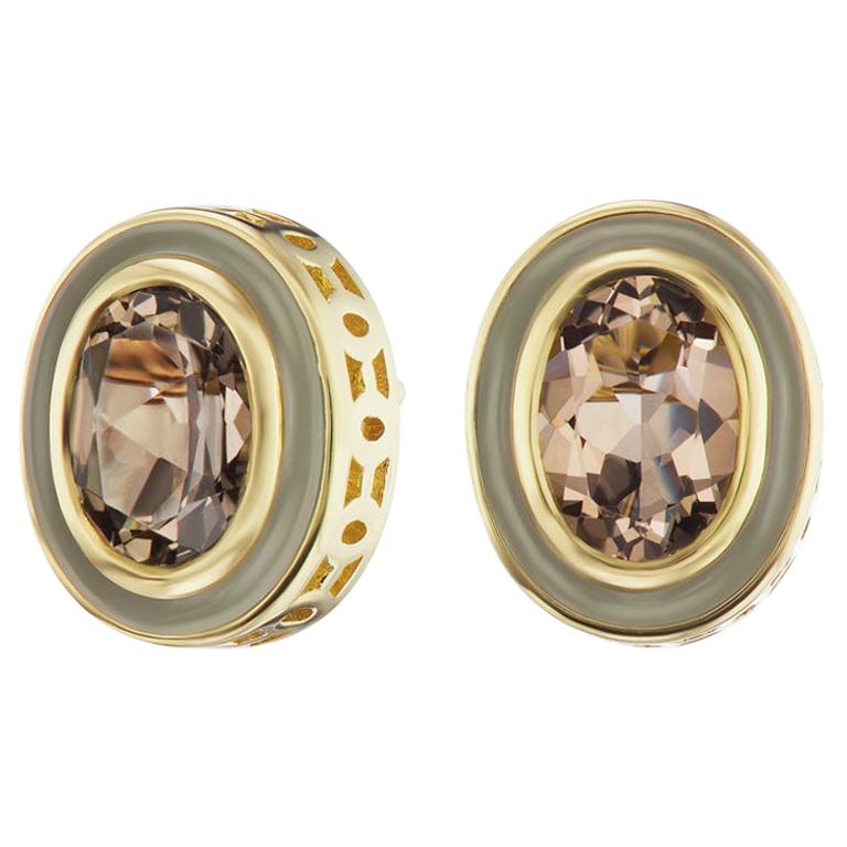 Brown Topaz and Diamond Earrings 14 Karat Yellow Gold For Sale at 1stDibs brown topaz earrings
