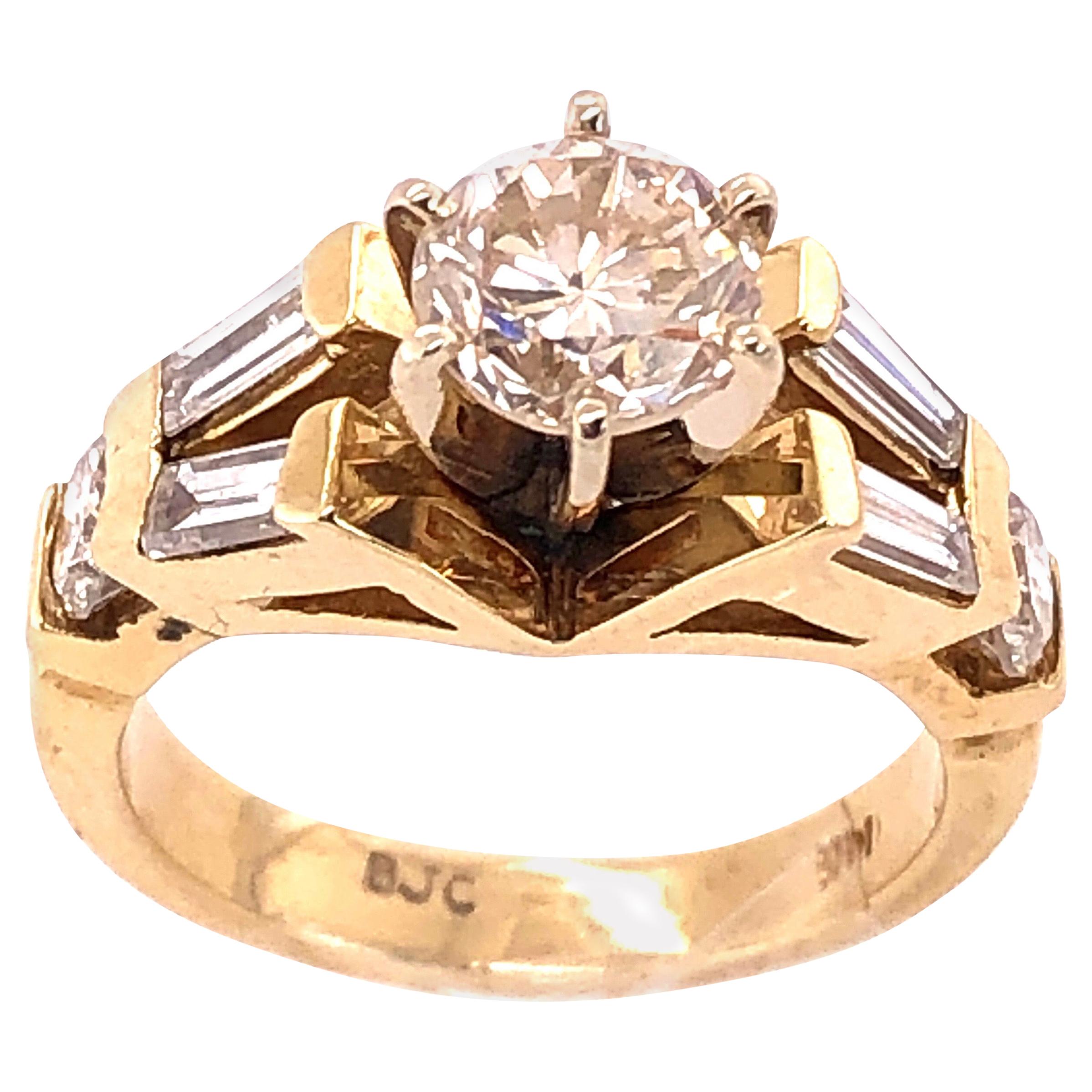 14 Karat Gelbgold Verlobungsring 1,50 Gesamt Diamantgewicht im Angebot