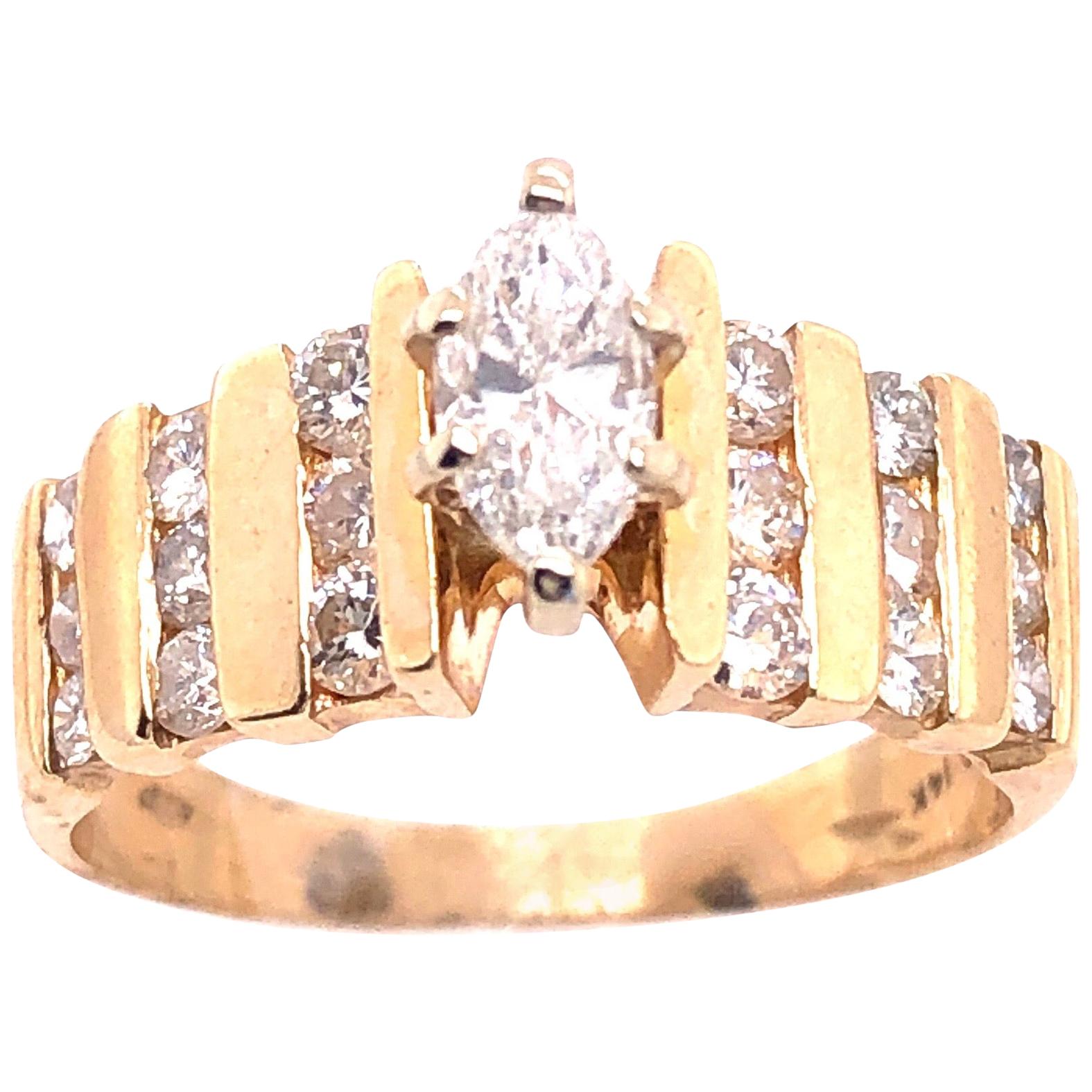 14 Karat Yellow Gold Engagement Ring 1.50 Total Diamond Weight For Sale