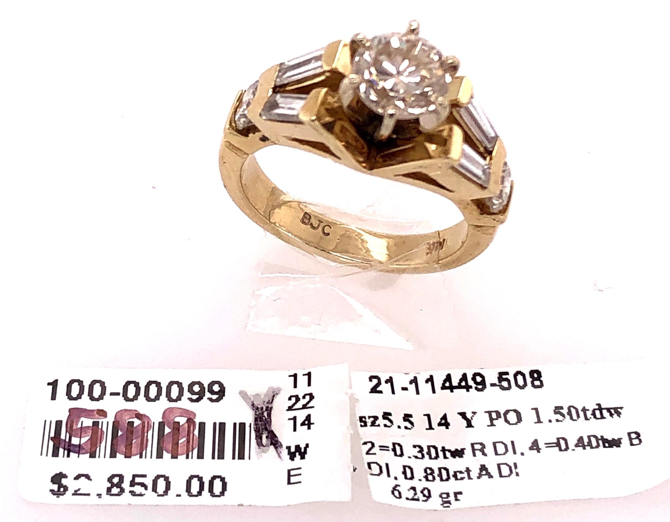 Bague de fiançailles en or jaune 14 carats, poids total de 1,50 diamant en vente 7