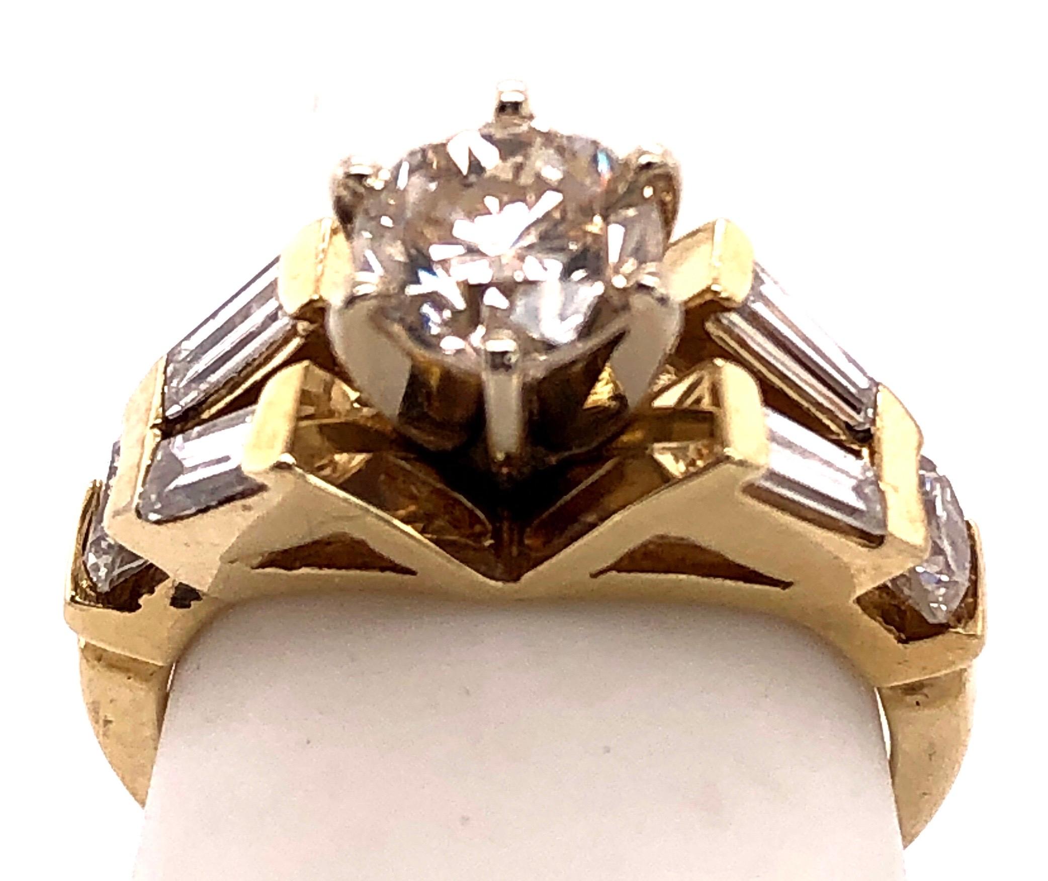 Bague de fiançailles en or jaune 14 carats, poids total de 1,50 diamant en vente 2