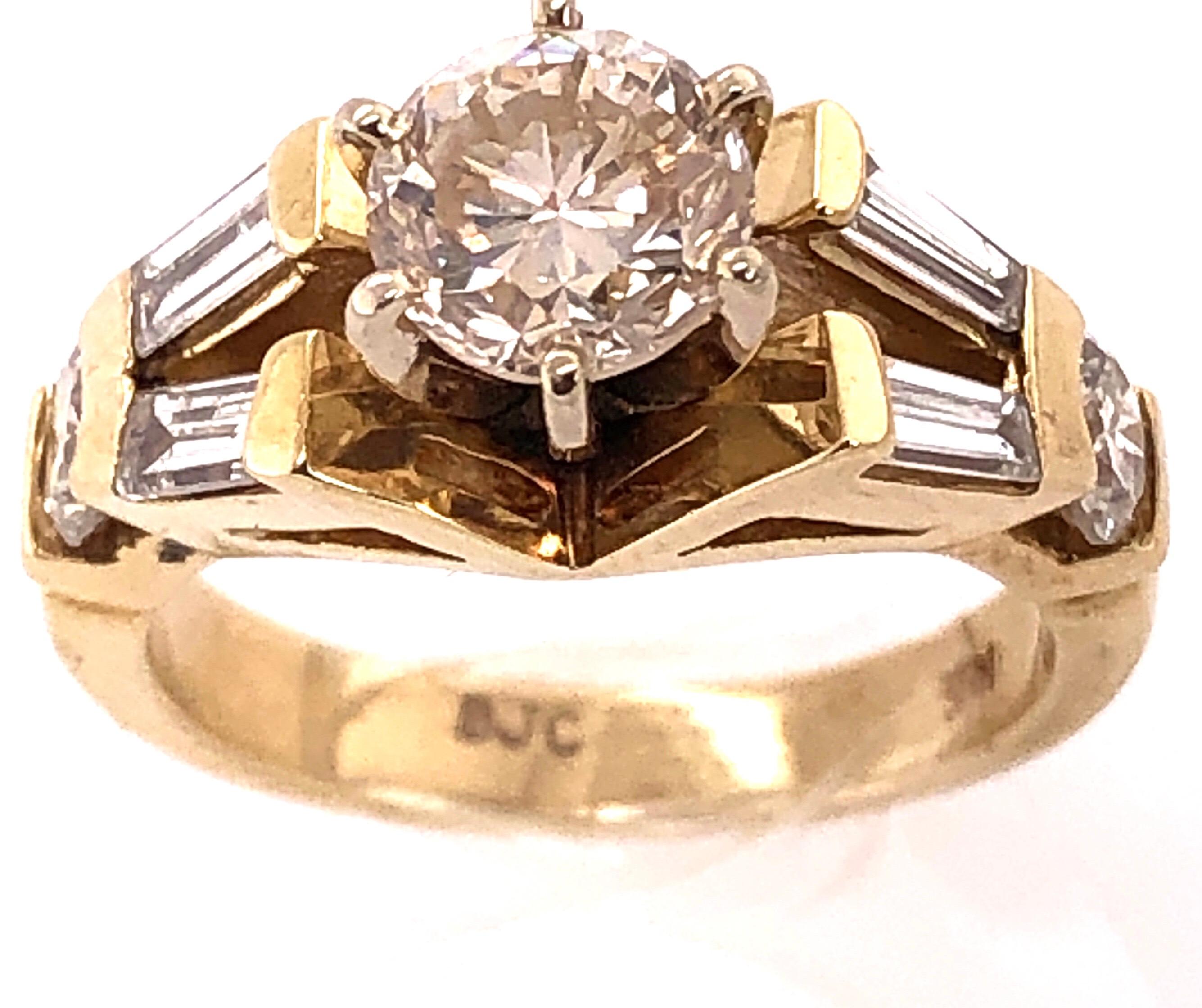Bague de fiançailles en or jaune 14 carats, poids total de 1,50 diamant en vente 3