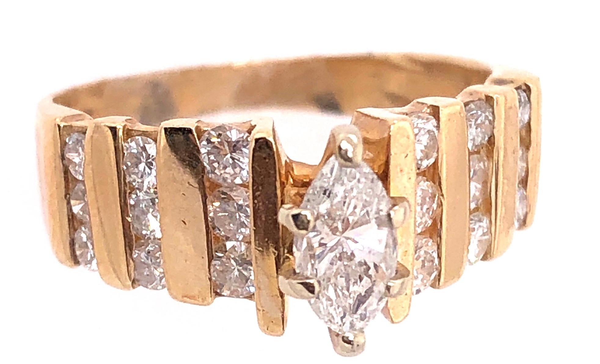 14 Karat Yellow Gold Engagement Ring with 1.50 Total Diamond Weight
Size 6.75
4.52 grams total weight.