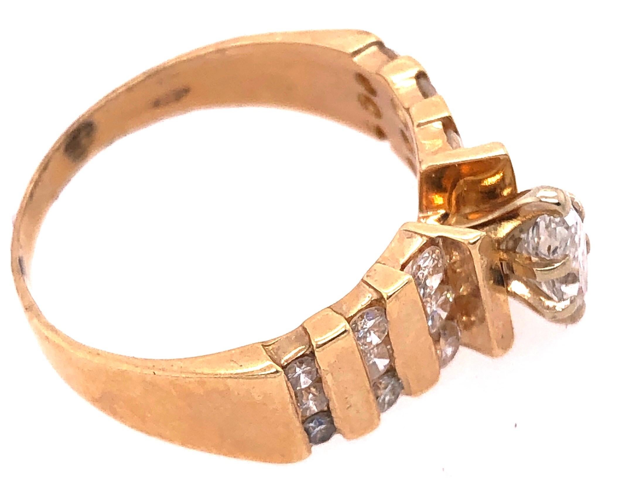Modern 14 Karat Yellow Gold Engagement Ring 1.50 Total Diamond Weight For Sale