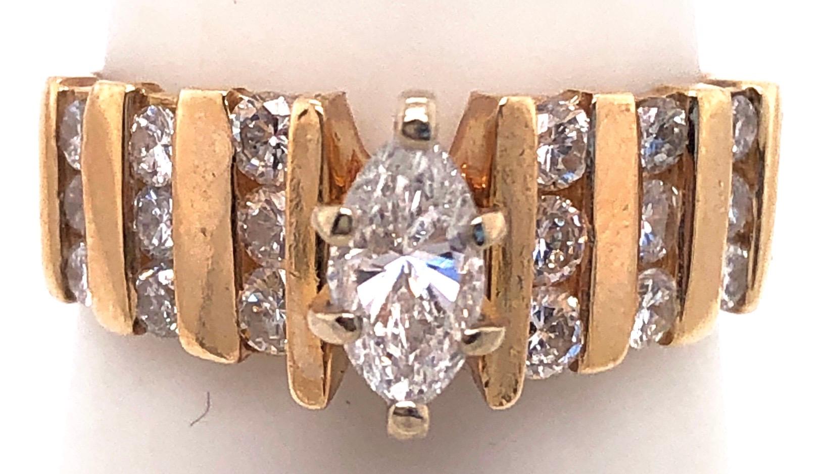 14 Karat Yellow Gold Engagement Ring 1.50 Total Diamond Weight In Good Condition For Sale In Stamford, CT