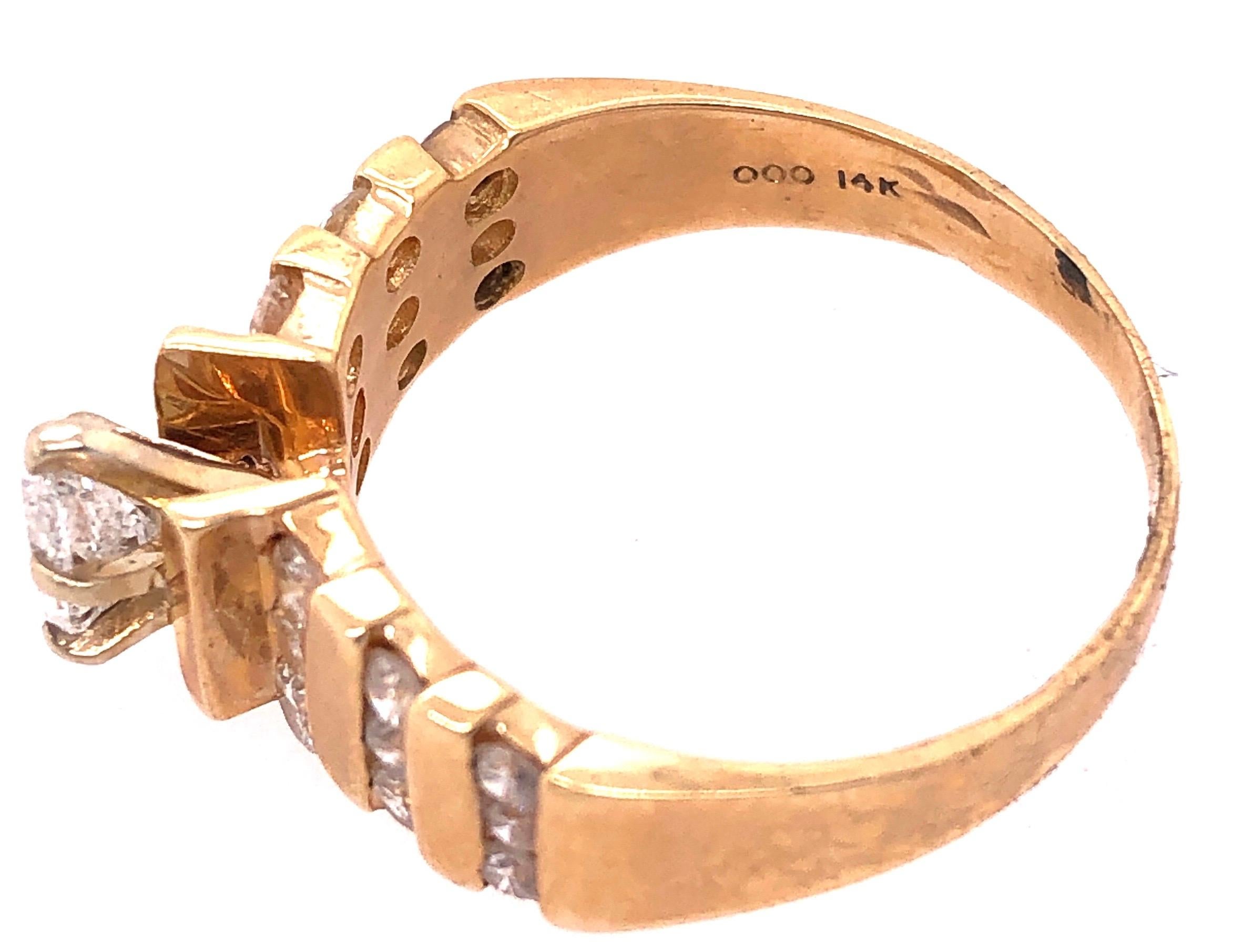 Women's or Men's 14 Karat Yellow Gold Engagement Ring 1.50 Total Diamond Weight For Sale