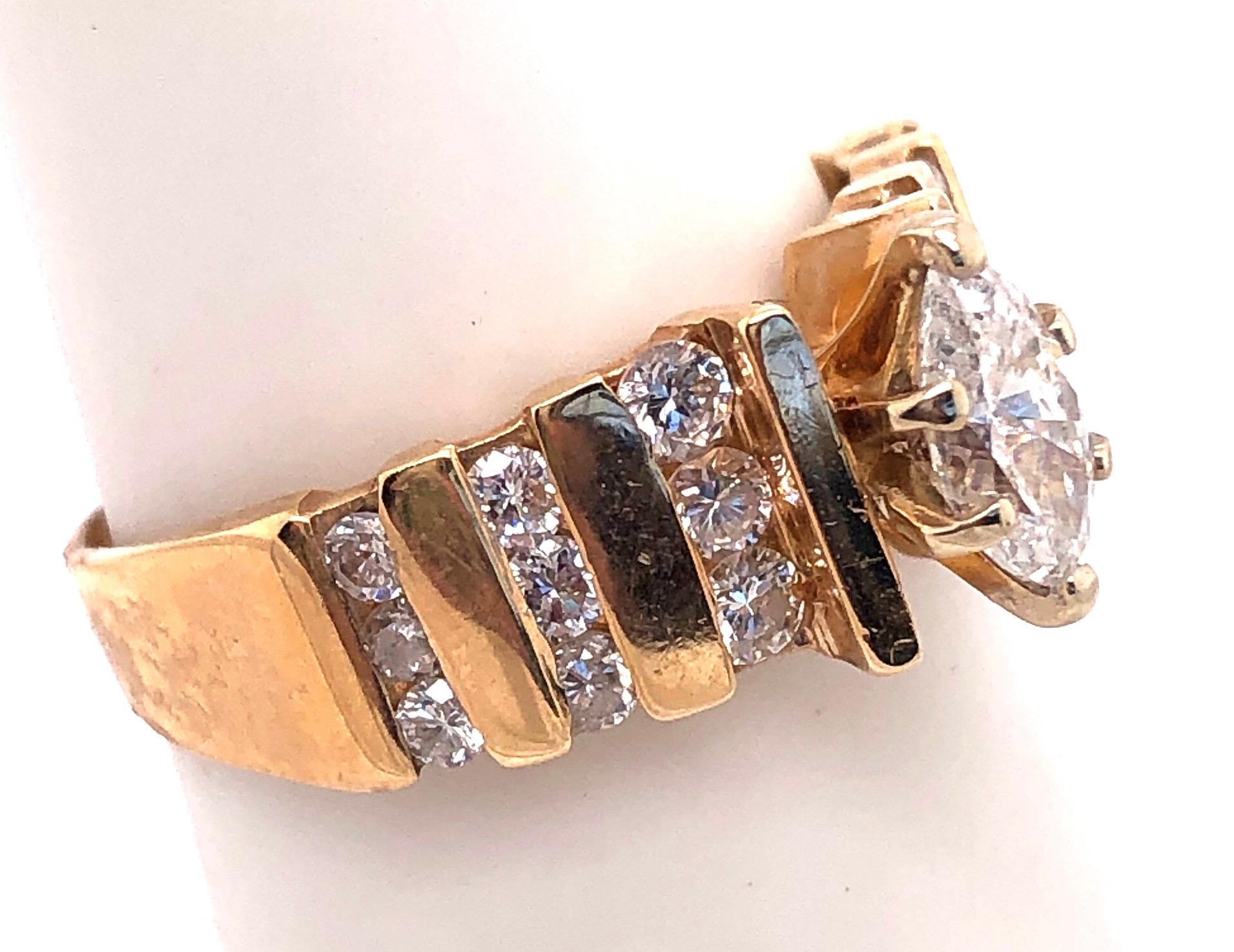 14 Karat Yellow Gold Engagement Ring 1.50 Total Diamond Weight For Sale 1