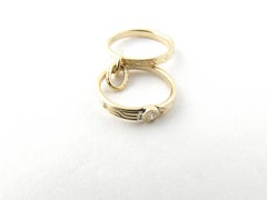 14 Karat Yellow Gold Engagement Ring and Wedding Band Charm