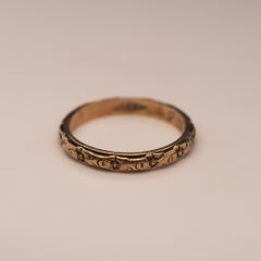 14 Karat Yellow Gold Engraved 1923 Art Nouveau Wedding Band