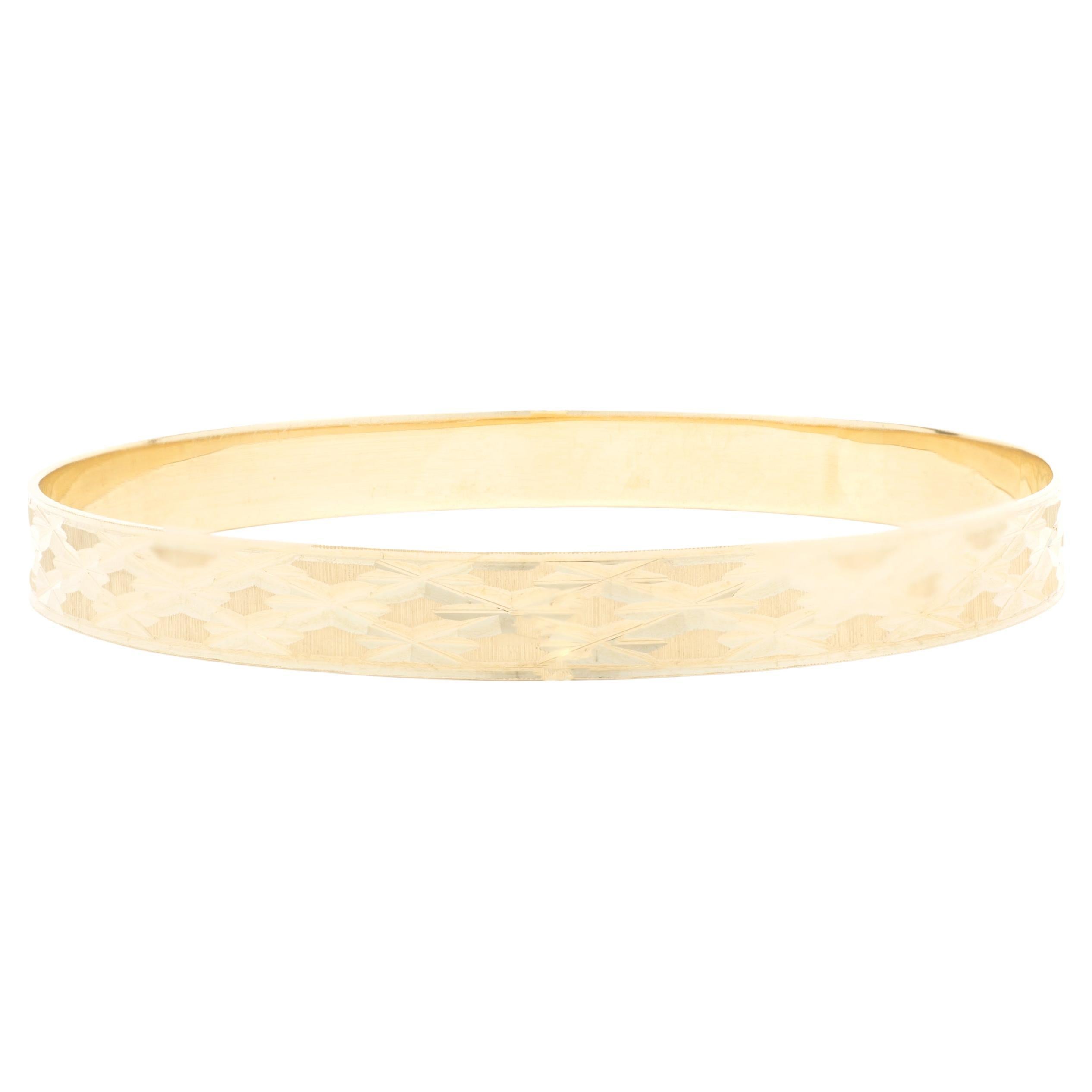Engraved Yellow Gold Rope Bangle Bracelet at 1stDibs