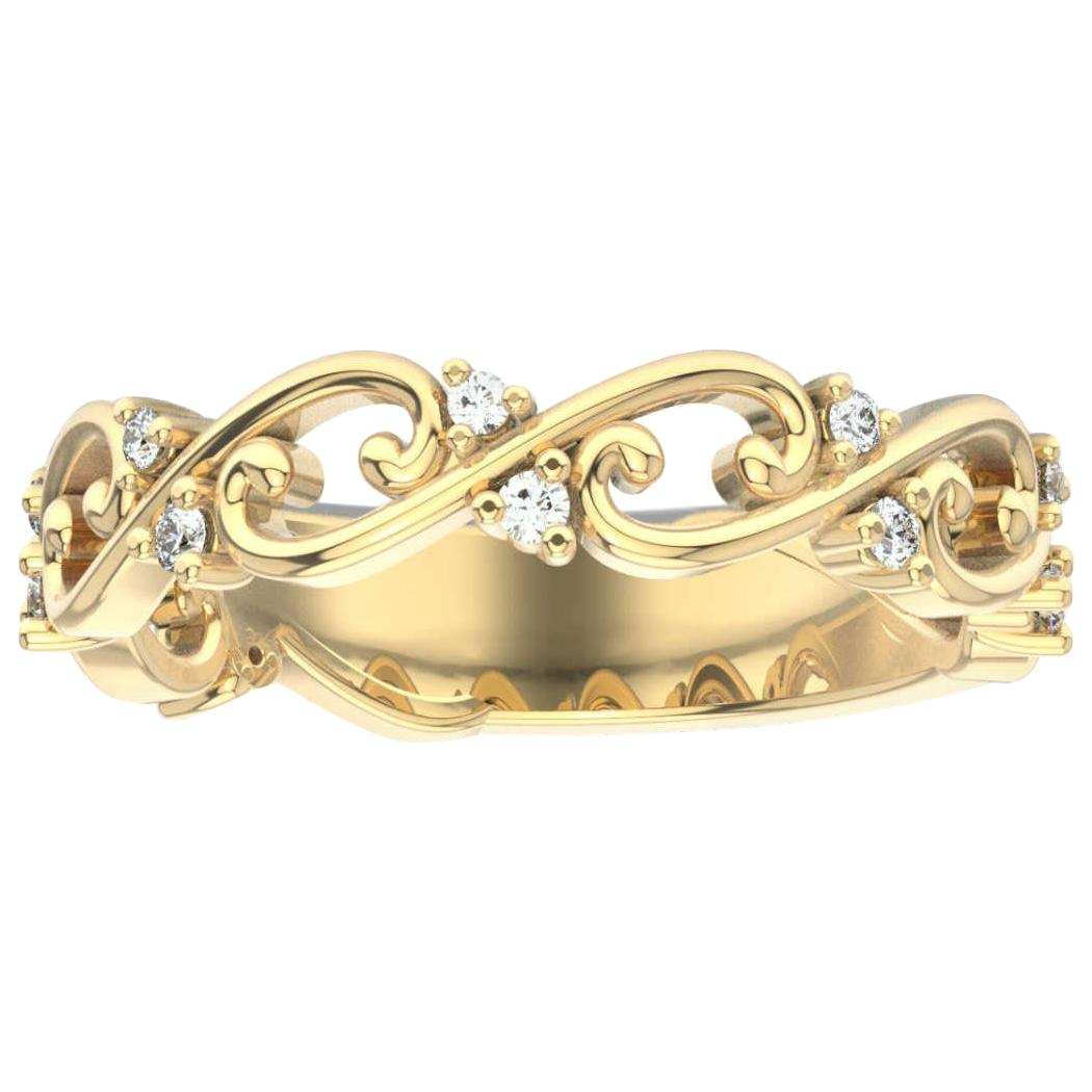 14 Karat Yellow Gold Entwine Diamond Ring '1/10 Carat' For Sale