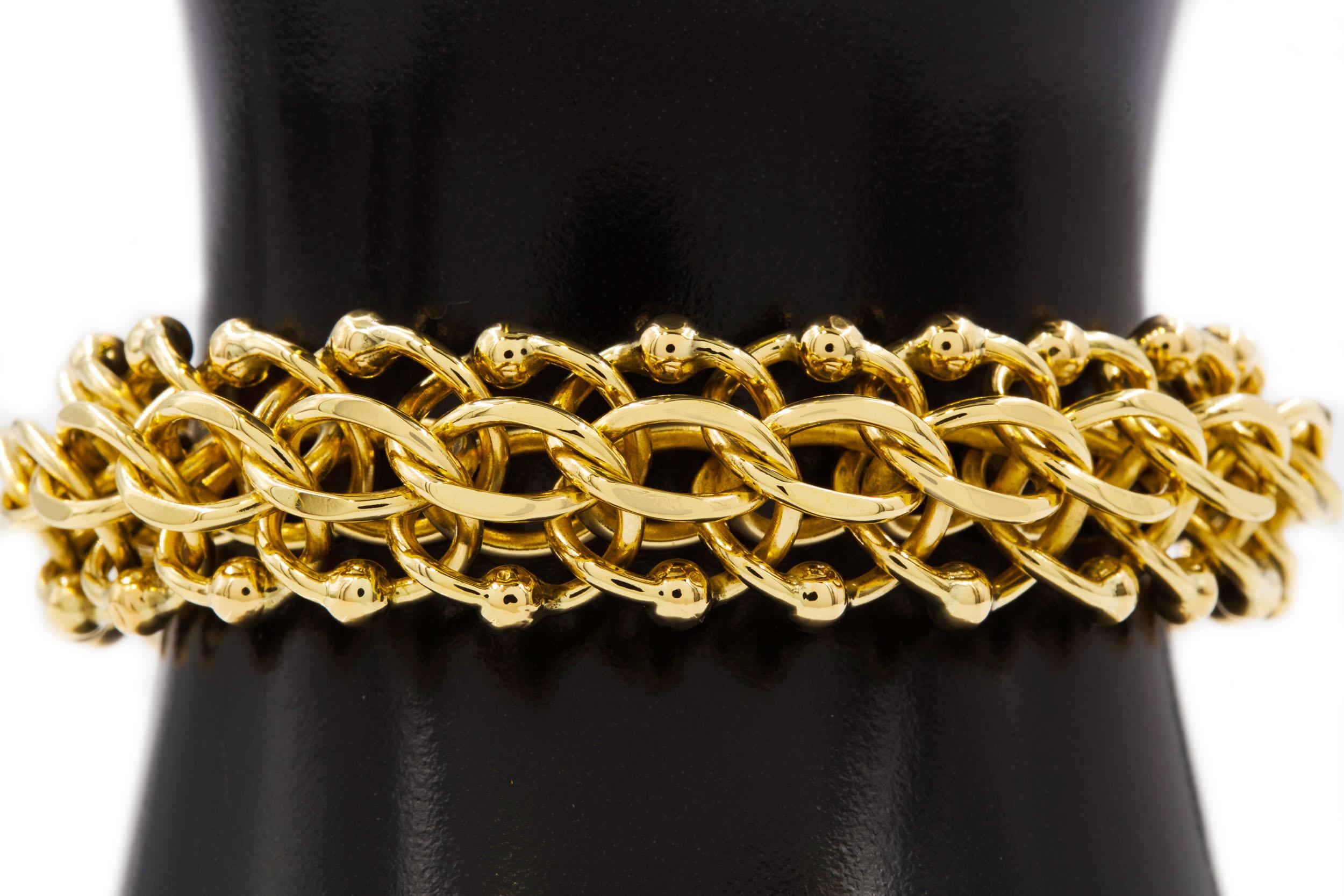 20th Century 14 Karat Yellow Gold Estate Triple-Link Chain Bracelet For Sale