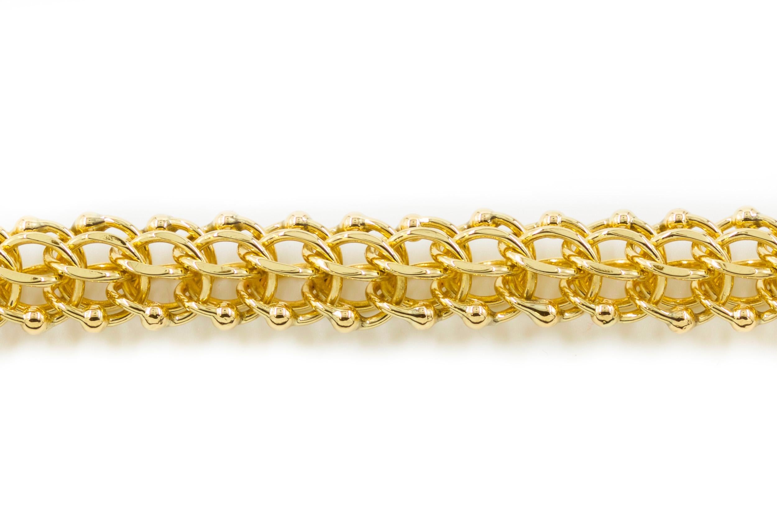 14 Karat Yellow Gold Estate Triple-Link Chain Bracelet For Sale 1