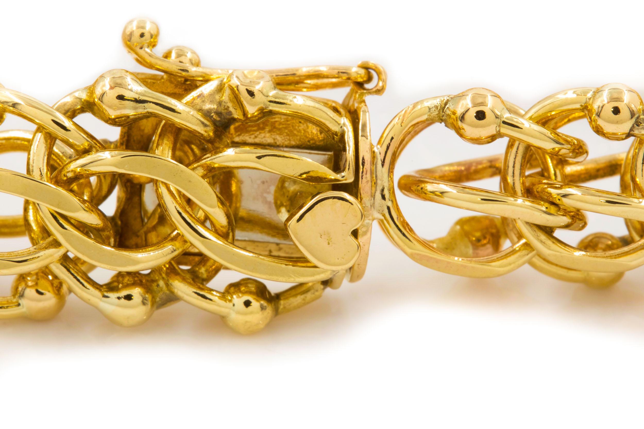 14 Karat Yellow Gold Estate Triple-Link Chain Bracelet For Sale 3