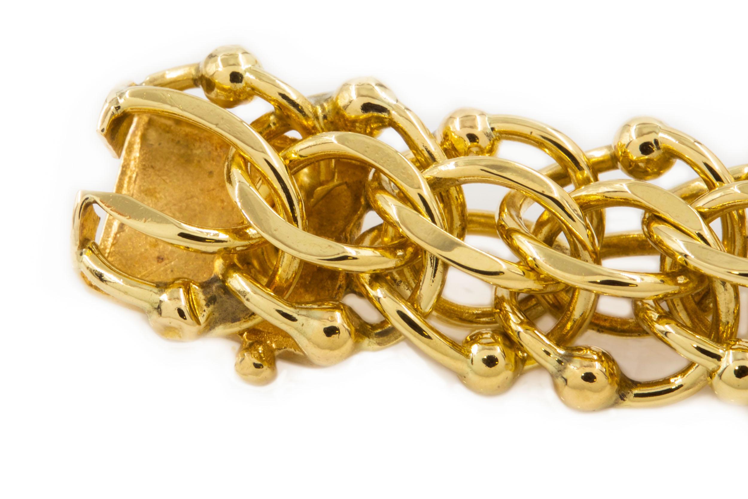 14 Karat Yellow Gold Estate Triple-Link Chain Bracelet For Sale 4