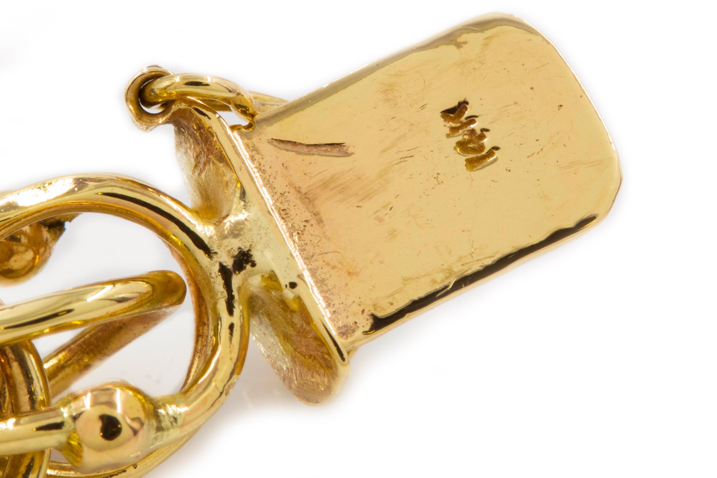 14 Karat Yellow Gold Estate Triple-Link Chain Bracelet For Sale 5
