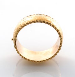 14 Karat Yellow Gold Etched Bangle Bracelet