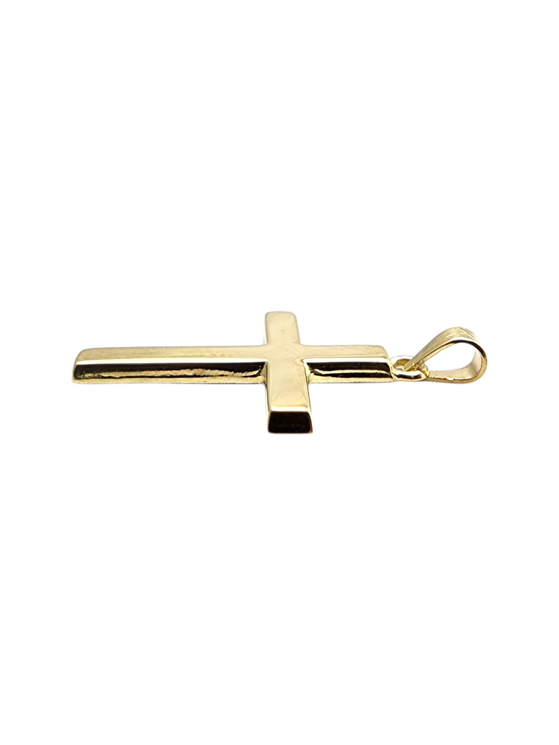 Contemporain Pendentif croix en or jaune 14 carats #23497 en vente