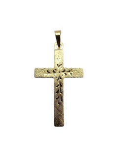 Ciondolo a forma di croce incisa in oro giallo 14 carati #23497