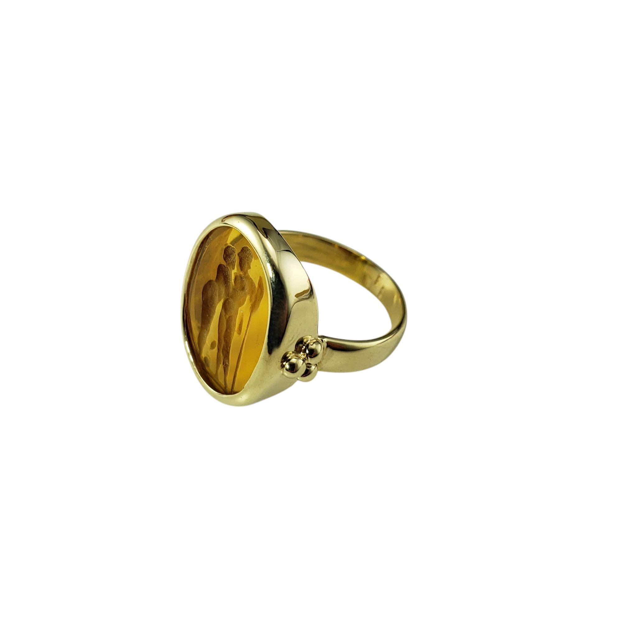 Bague camée en or jaune 14 carats avec verre gravé taille 9-9,25 n° 21605 Pour femmes en vente