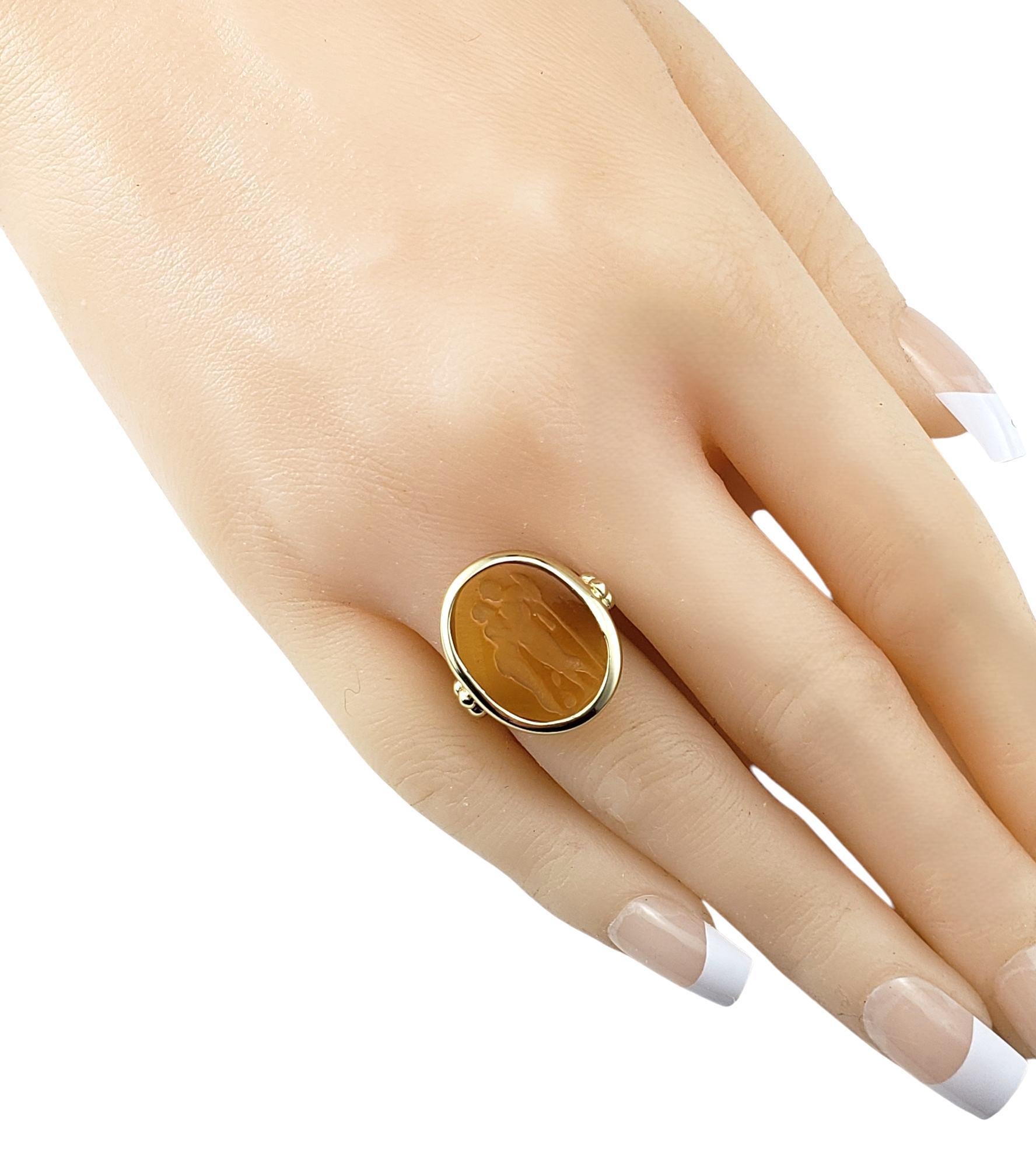 Bague camée en or jaune 14 carats avec verre gravé taille 9-9,25 n° 21605 en vente 3