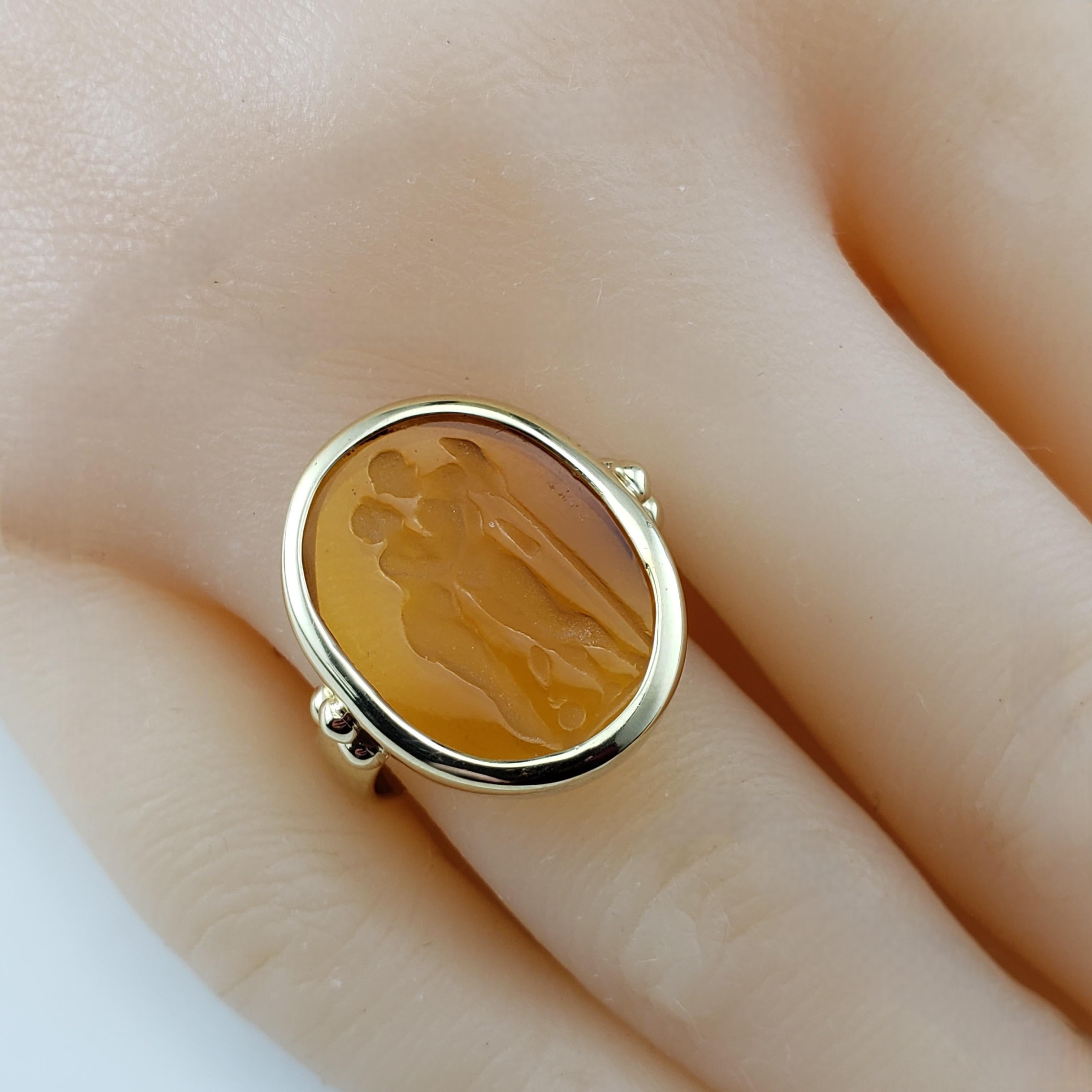 Bague camée en or jaune 14 carats avec verre gravé taille 9-9,25 n° 21605 en vente 4