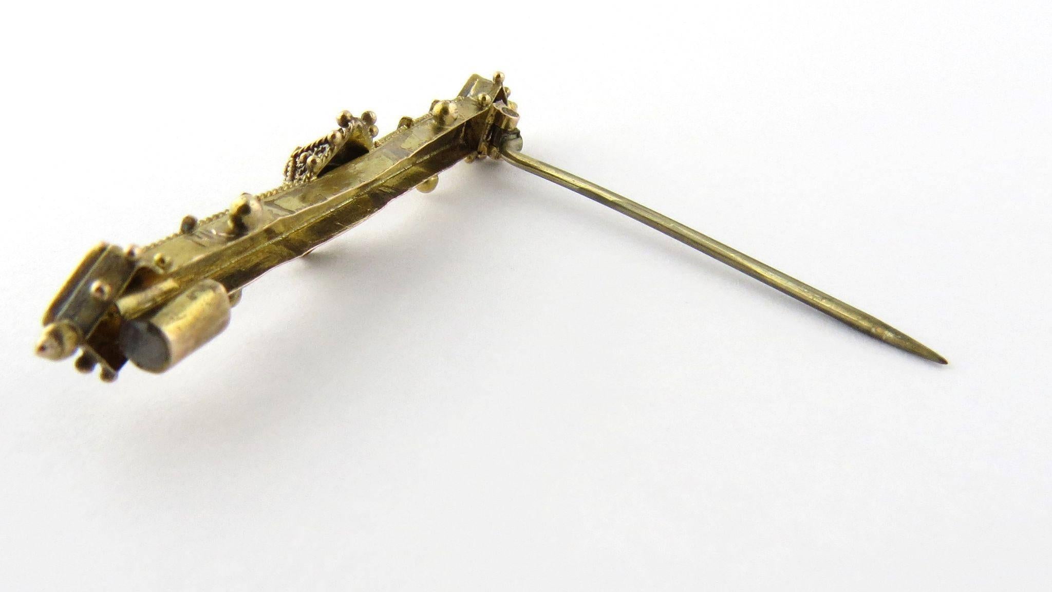 14 Karat Yellow Gold Etruscan Revival Pin Brooch In Good Condition In Washington Depot, CT