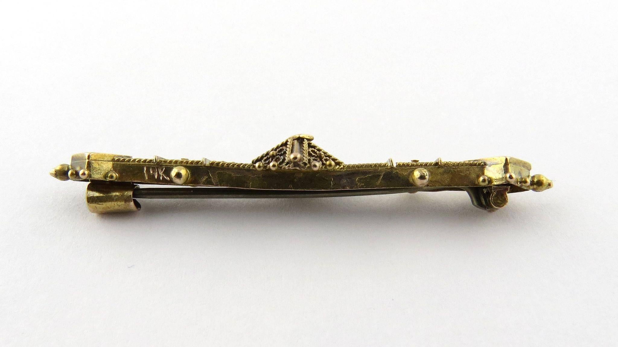Women's 14 Karat Yellow Gold Etruscan Revival Pin Brooch