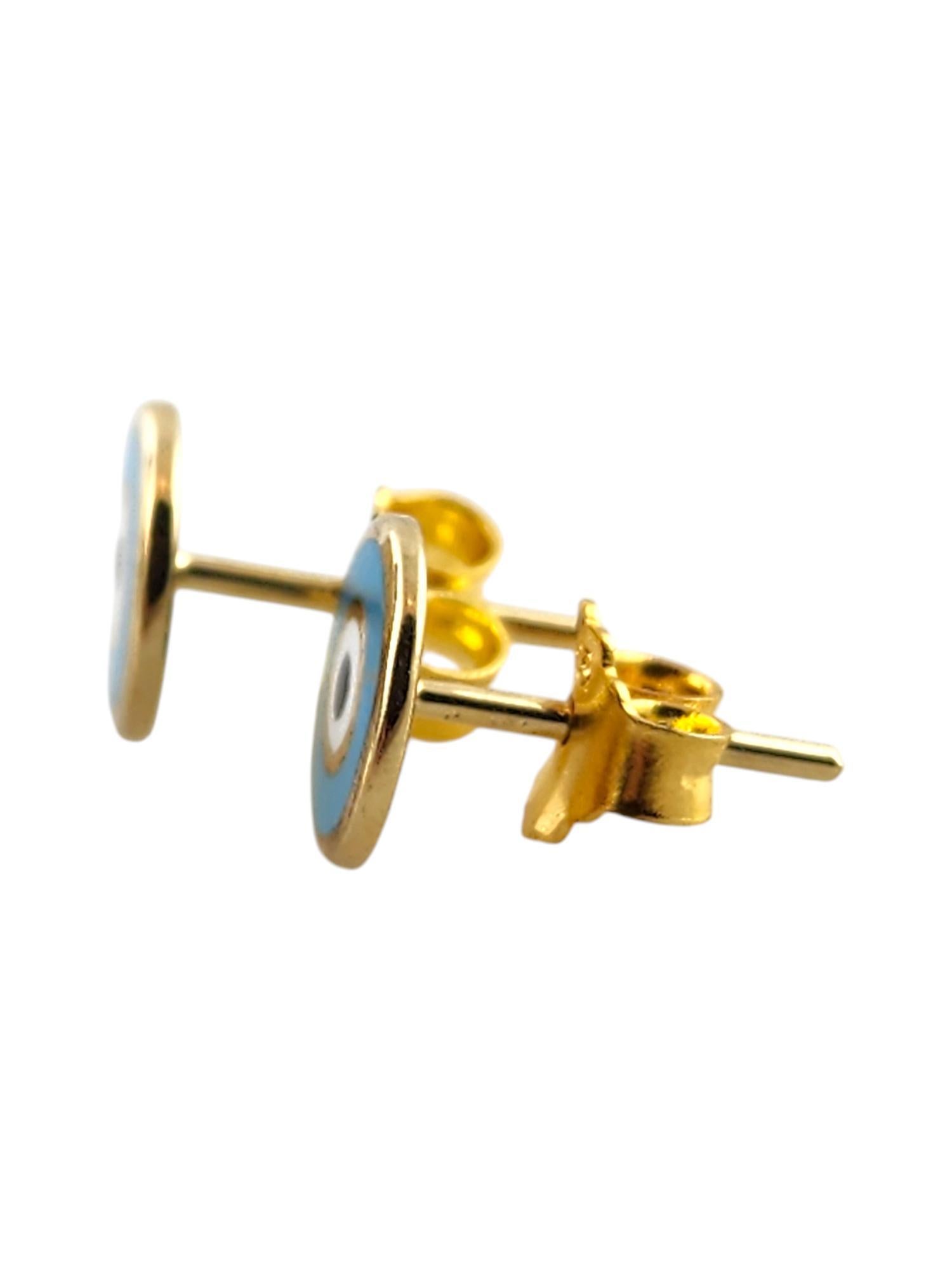 14 Karat Yellow Gold Evil Eye Stud Earrings #23415 In condizioni buone in vendita a Washington Depot, CT