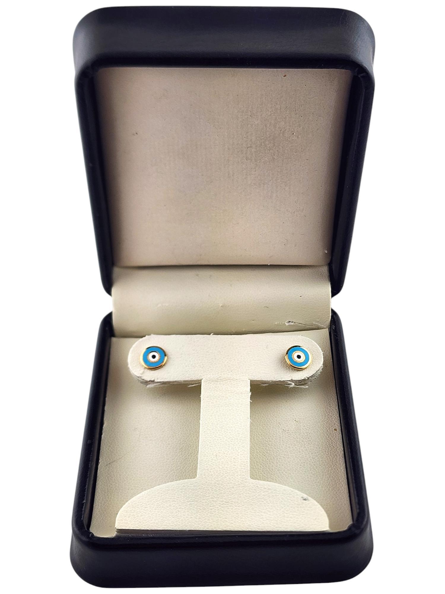 14 Karat Yellow Gold Evil Eye Stud Earrings #23415 in vendita 1