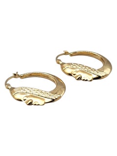 14 Karat Yellow Gold Face Silhouette Hoop Earrings #20444