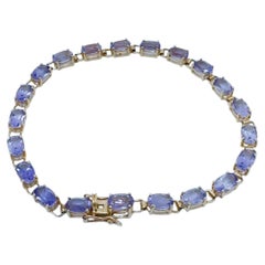 14 Karat Yellow Gold Faceted Oval Amethyst Link Bracelet, 9.24ctw, 7 Inches
