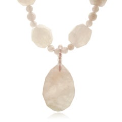 14 Karat Yellow Gold Faceted Rose Quartz Necklace