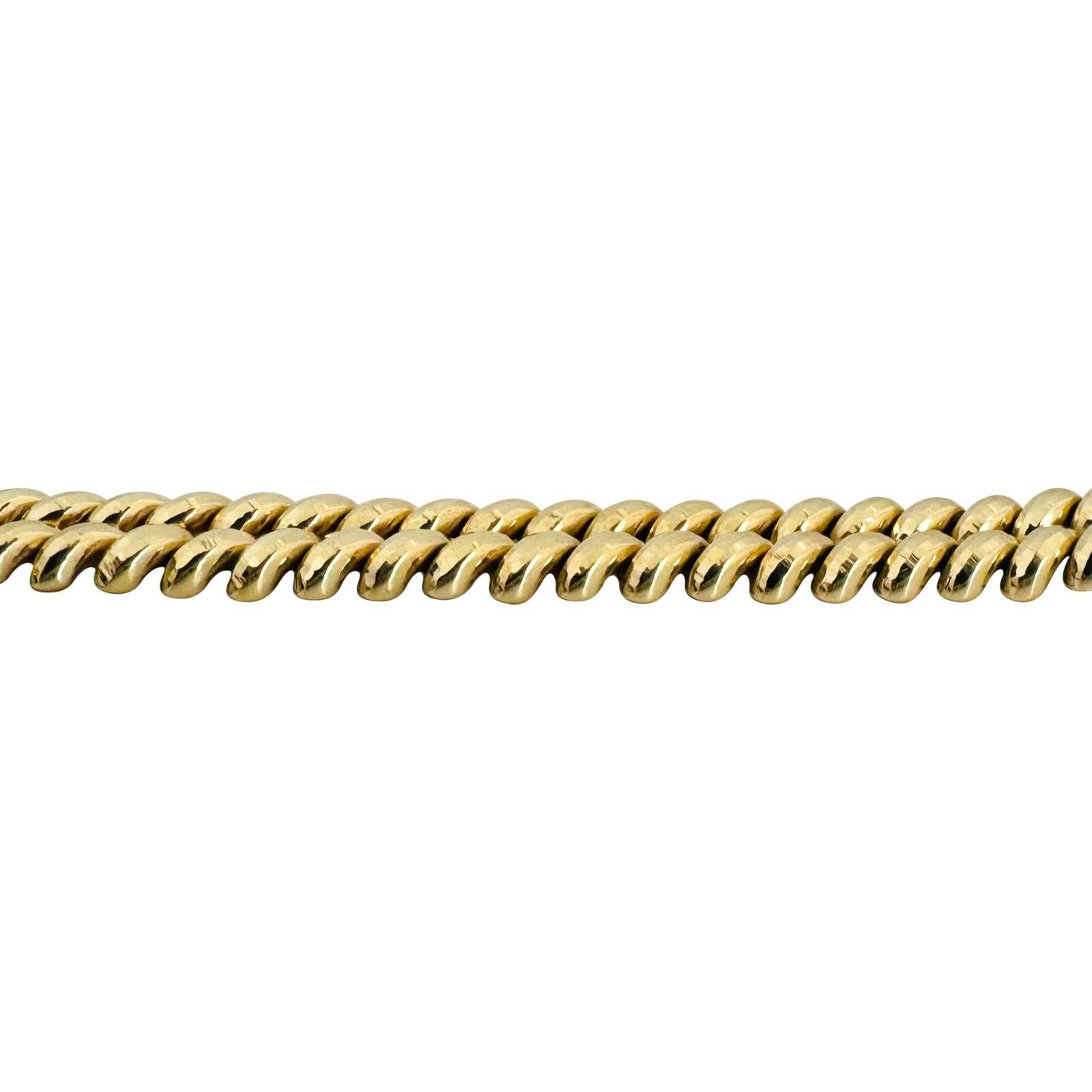 14 Karat Yellow Gold Faceted Two Strand San Marco Link Bracelet In Good Condition In Guilford, CT