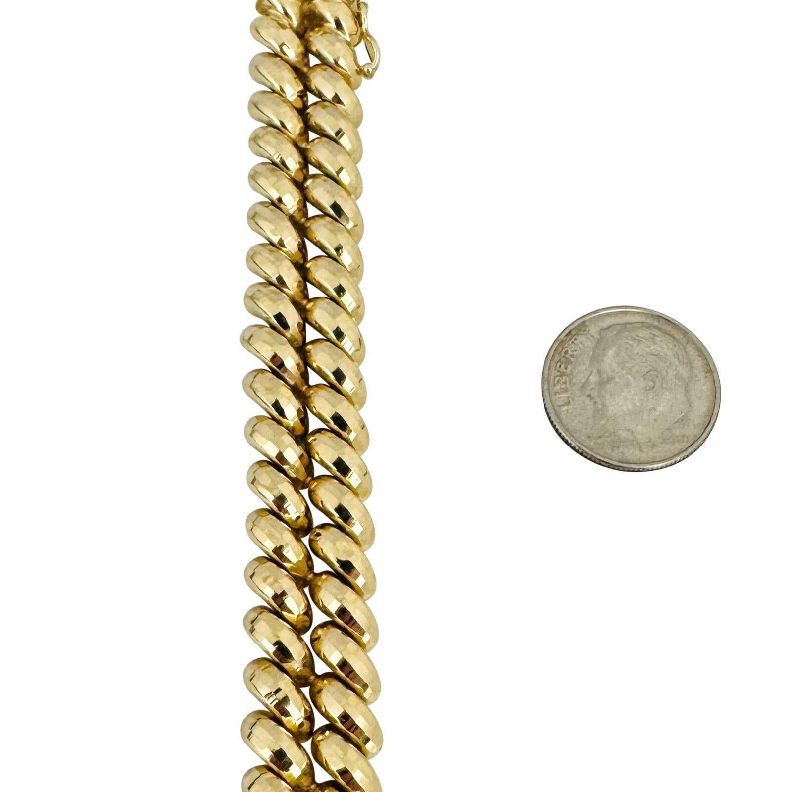 Women's or Men's 14 Karat Yellow Gold Faceted Two Strand San Marco Link Bracelet